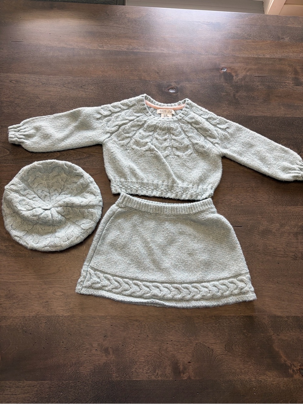 Rachel Zoe Pale Blue Knit Sweater with Pink Trim